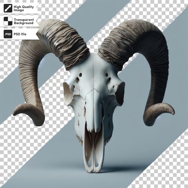 PSD a horned sheep skull head on transparent background with editable mask layer