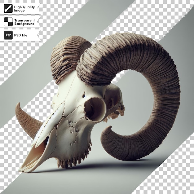 PSD a horned sheep skull head on transparent background with editable mask layer