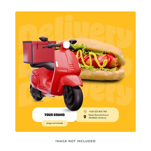 PSD hot dog delivery social media instagram post template