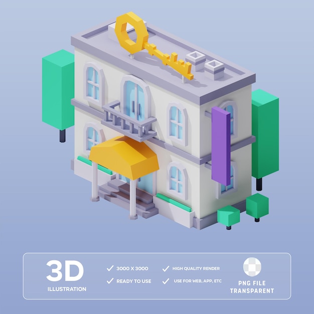 PSD Hotel 3D illustration