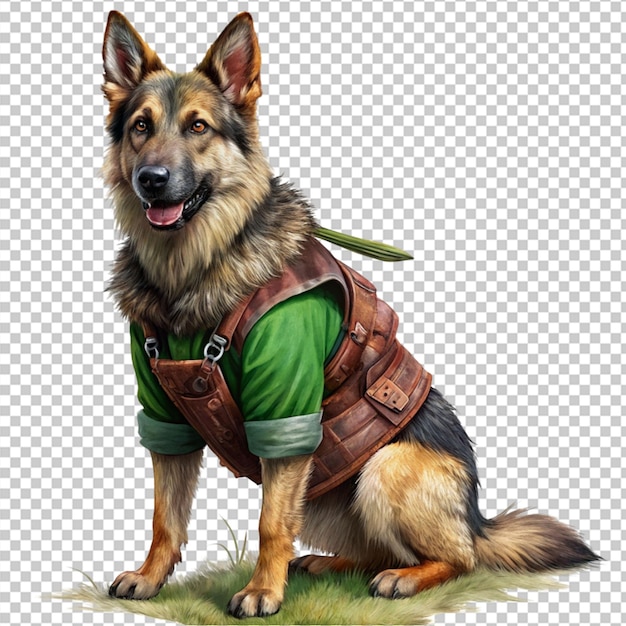 PSD of a hunter germen shepherd dog on transparent background