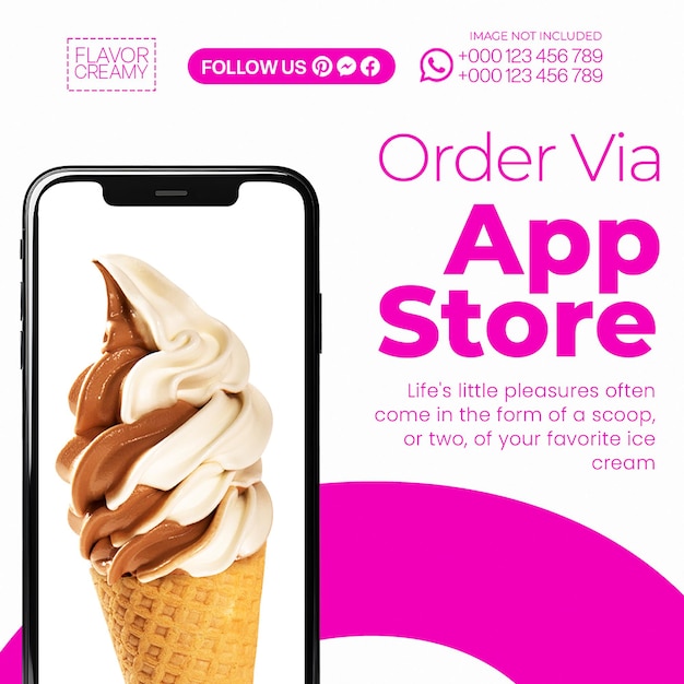 PSD Ice cream order app store instagram post template