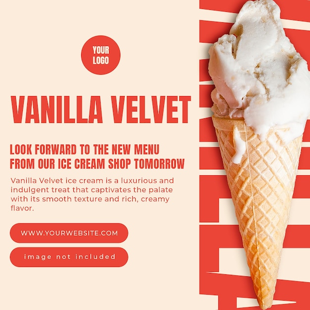 PSD Ice Cream Vanilla Velvet Instagram Post Template