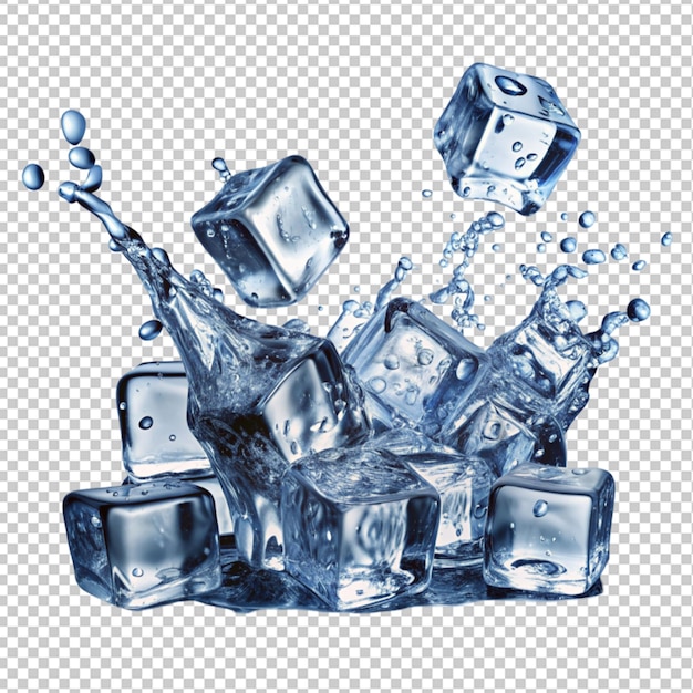 PSD of a ice cube water splash on transparent background