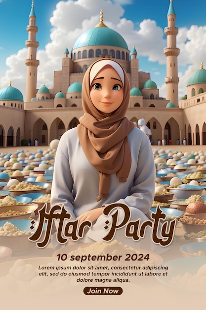 PSD iftar party social media post template