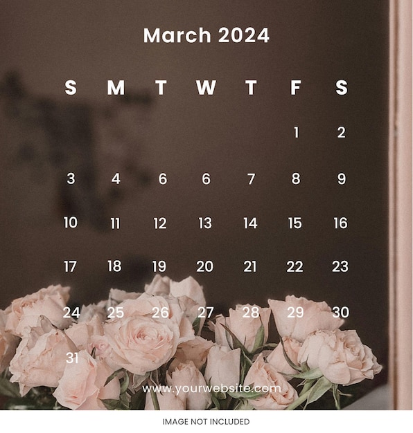 PSD psd instagram post square calendar march 2024 template design schedule planner calendar 2024