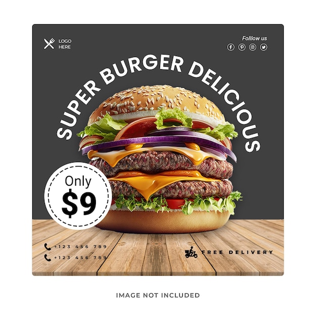 PSD Instagram Post Templates Burger Theme