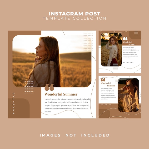 PSD instagram and social media triple post template collection summer