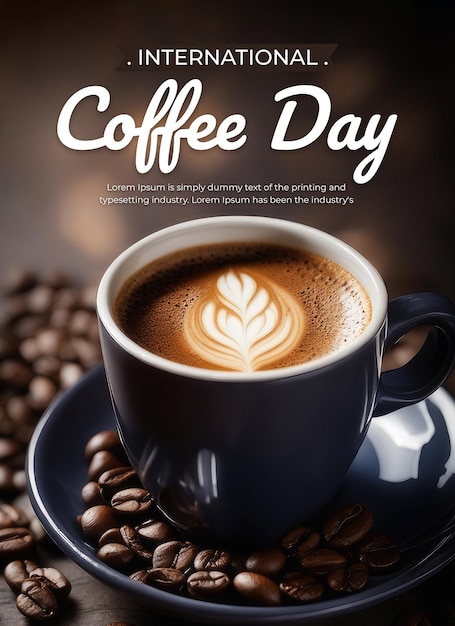 PSD international coffee day concept poster template