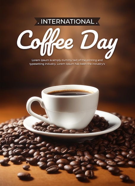 PSD international coffee day concept poster template