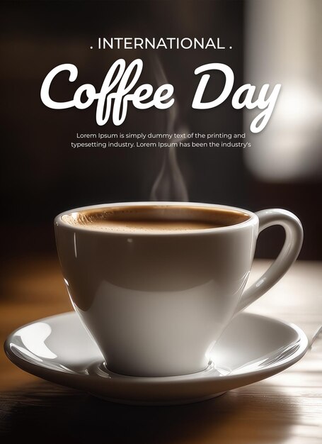 PSD international coffee day concept poster template