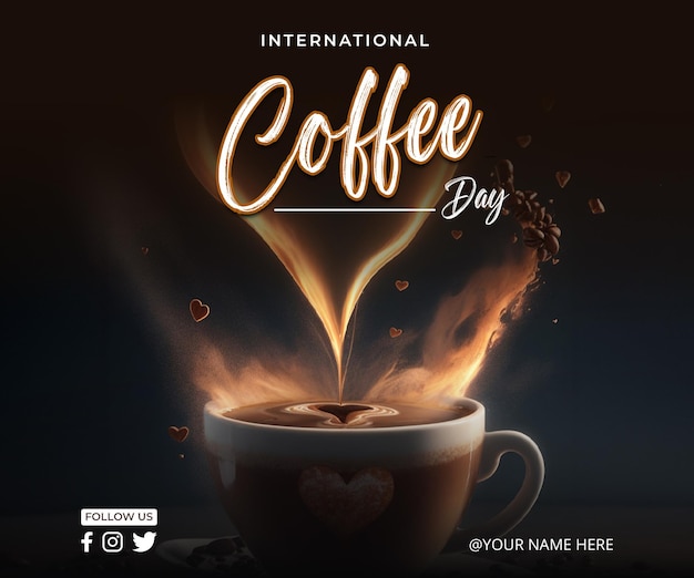 PSD international coffee day social media template for instagram post feed