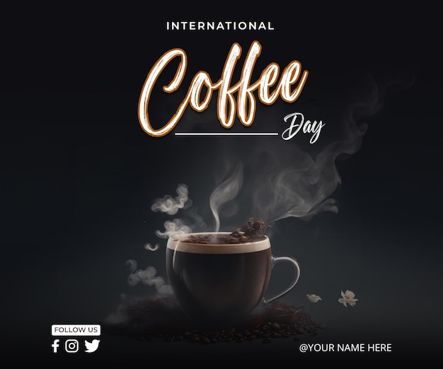 PSD international coffee day social media template for instagram post feed