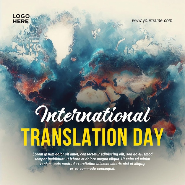 PSD International Translation Day Social media poster template