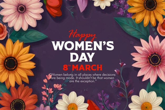 PSD international womens day typography and greeting card design with womens day backgro