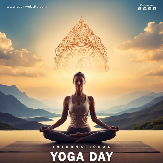 PSD international yoga day social media post design