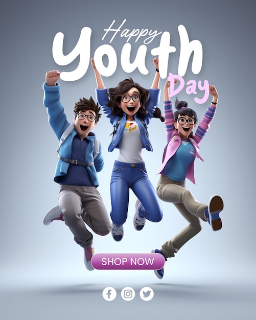 PSD International youth day illustration poster