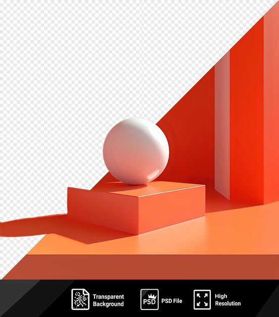 psd isaws red and orange wall serves as the backdrop for a white sculpture while a white ball sits atop it casting a shadow on the floor png