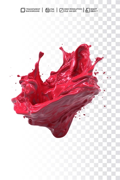 PSD psd isolated realistic 3d red splash and drops liquid in transparent background