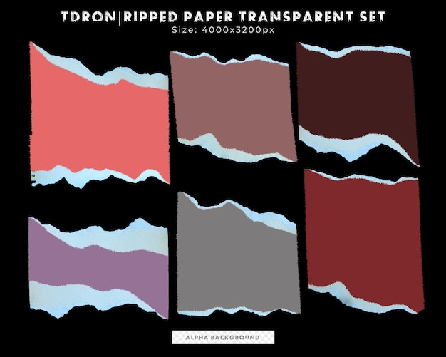 PSD isolated torn paper transparent set