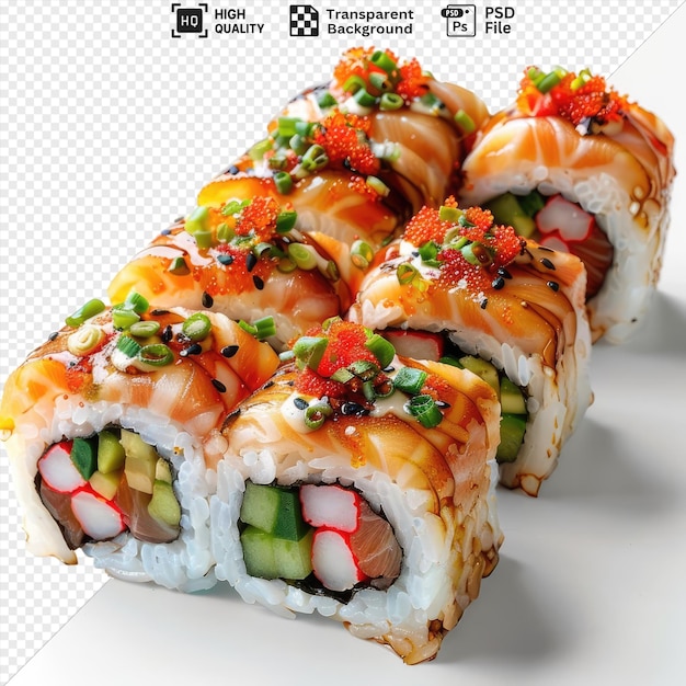 psd japanese sushi rolls with toppings isolated on transparent background png psd