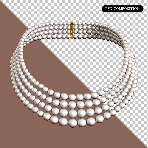 PSD Jewelery Pearl Necklace Isolated 3D