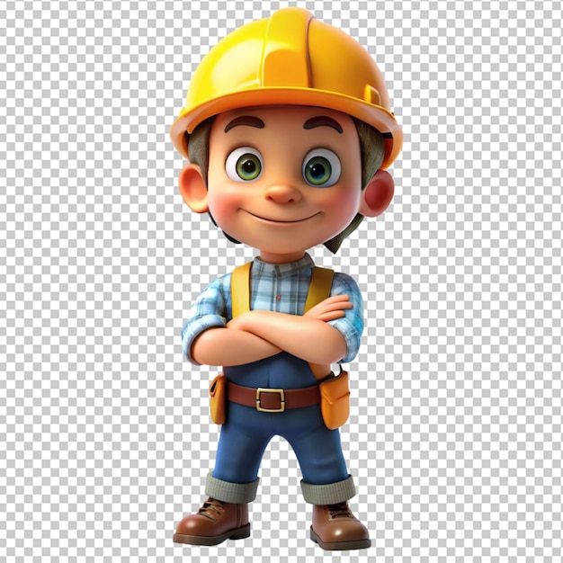 PSD of a kid construction worker crossed arms