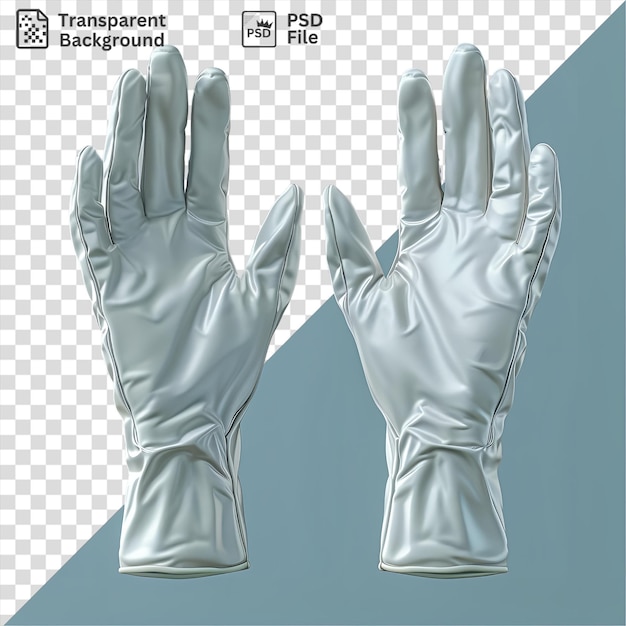 psd kitchen gloves in white and blue ready to be worn