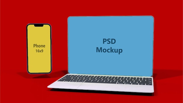 PSD Laptop And Phone Mockup Template