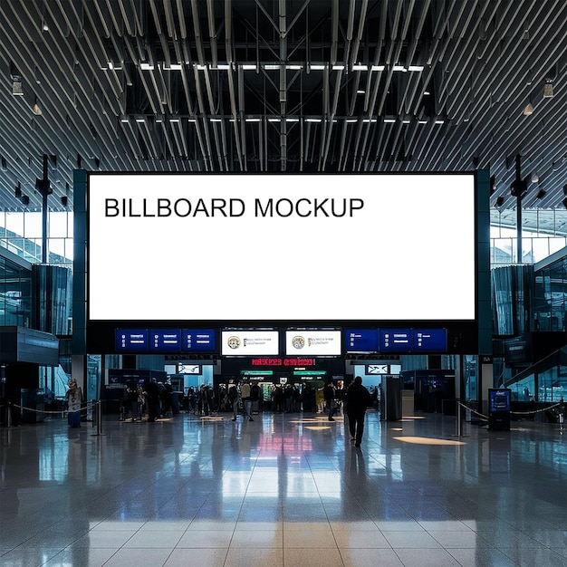 PSD large billboard mockup inside the airport