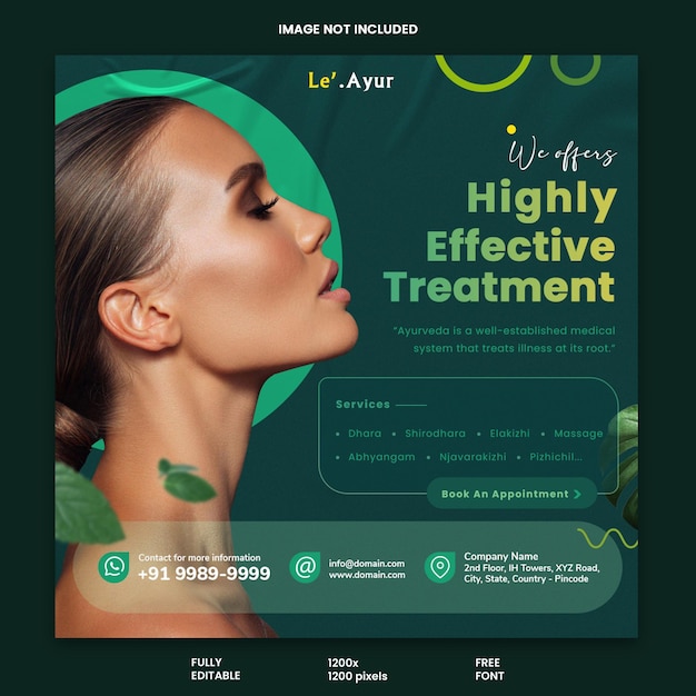 PSD Le Ayur Ayurvedic Treatments Centre Instagram Facebook and Social Media Post Banner Template