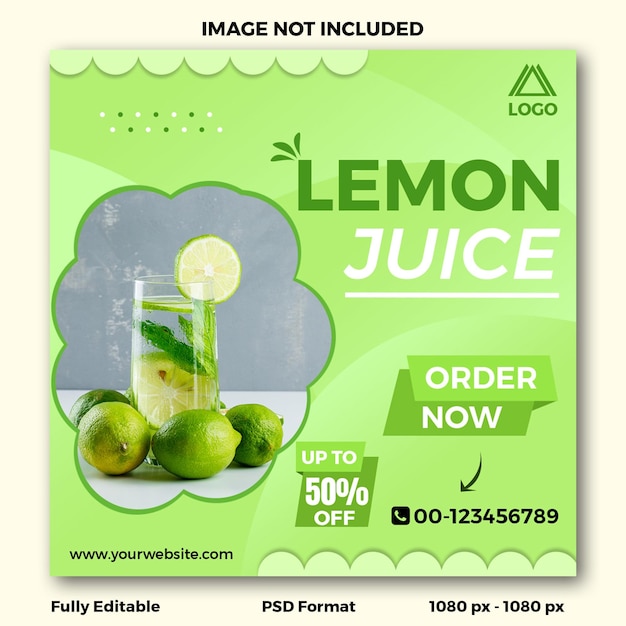 PSD Lemon juice sale social media template