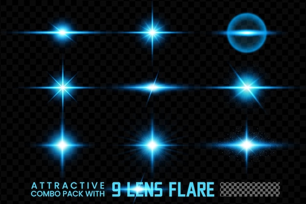 PSD lens flares and light realistic colored set full transparent background