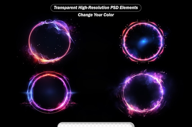 PSD light halo energetic circle energy effect on isolated transparent background