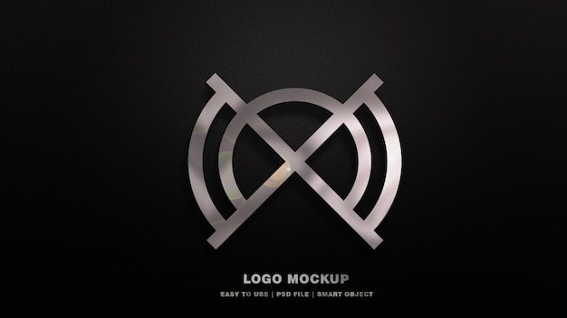 PSD logo mockup on black background