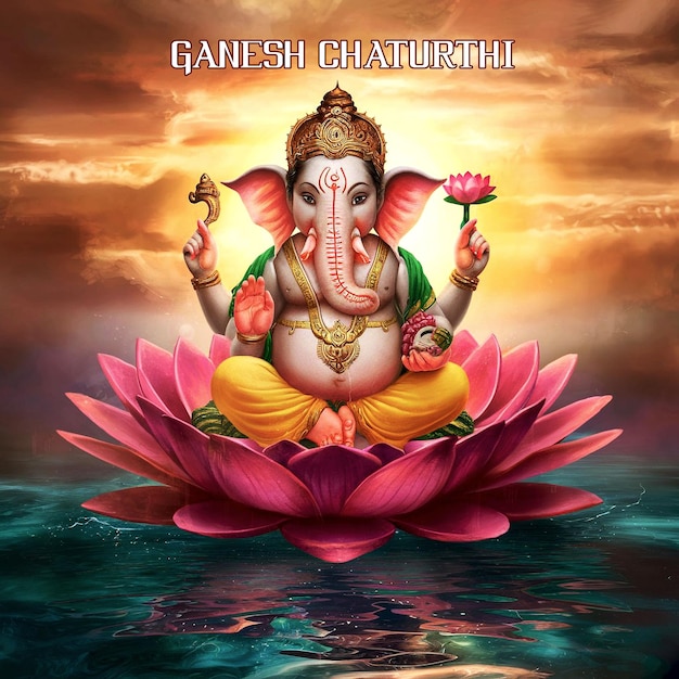 PSD Lord Ganpati on Ganesh Chaturthi event celebration background