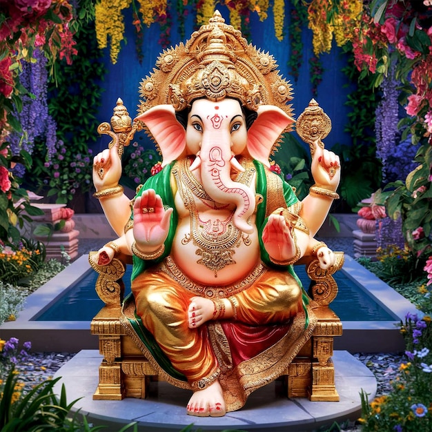 PSD Lord Ganpati on Ganesh Chaturthi event celebration background