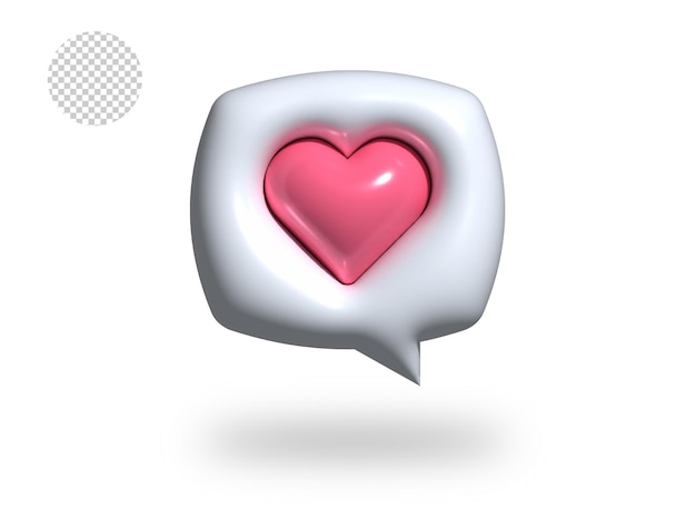 PSD love chat transparent comic bubble icon 3d render illustration