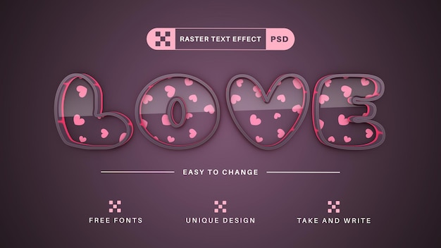 PSD Love Editable Text Effect Font Style