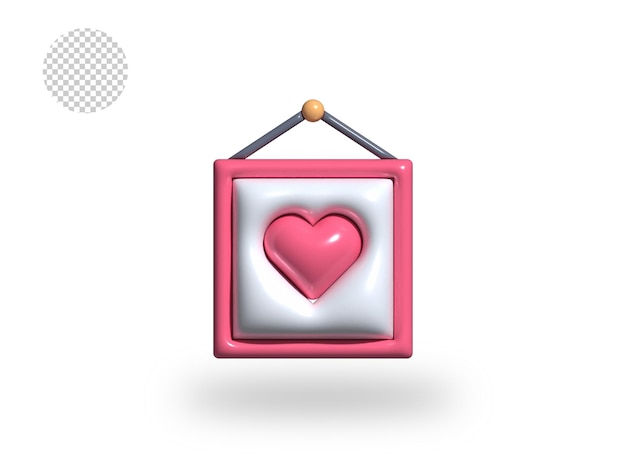 PSD Love Frame transparent comic bubble icon 3d render illustration