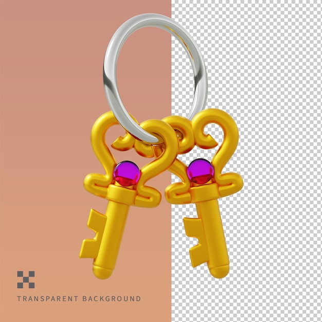 PSD Magical key icon isolated 3D render illustration