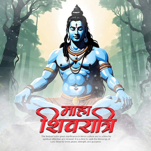 PSD maha shivratri lord shiva social media post template banner