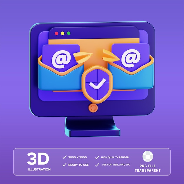 PSD Mail Protection Icon 3D Illustration