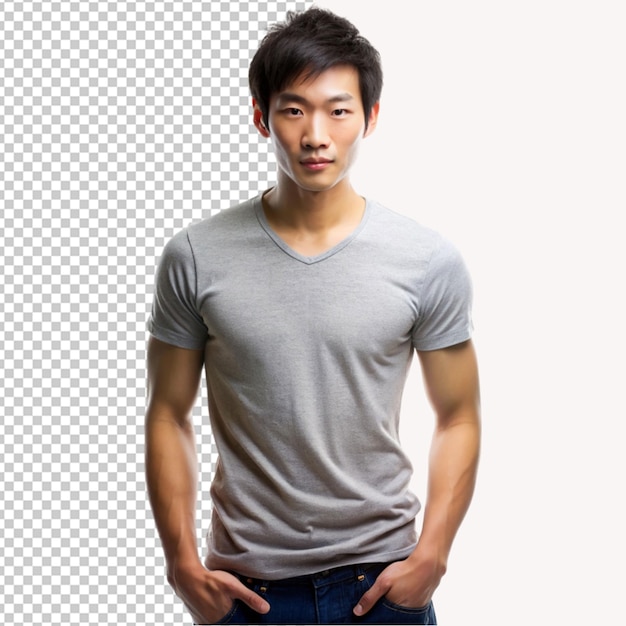 PSD of a male asian model isolated on transparent background