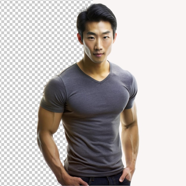 PSD of a male asian model isolated on transparent background