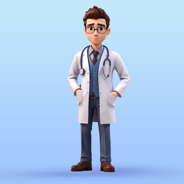 PSD male doctor or nurse 3d character isolated background