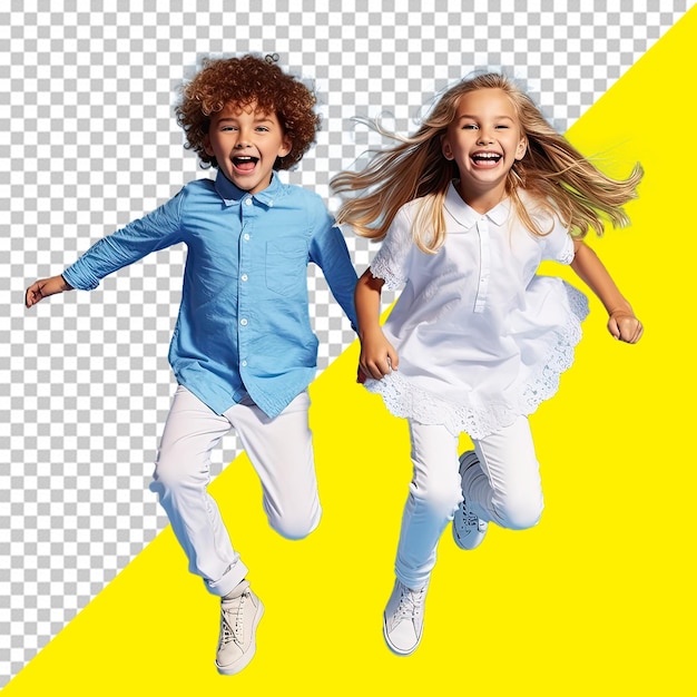 psd man jumping in the air with his arms up with transparent background