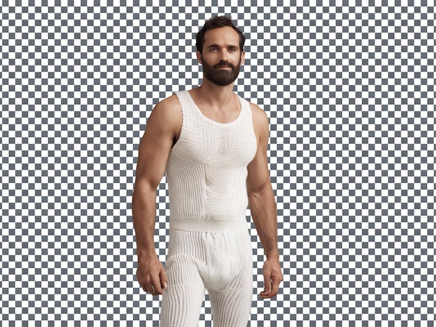 PSD psd man in knitted white tank top isolated on transparent background