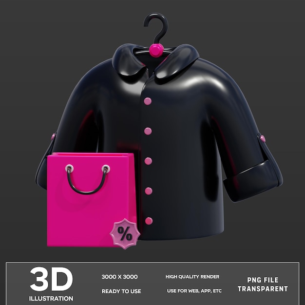 PSD man shirt sale 3D Illustration