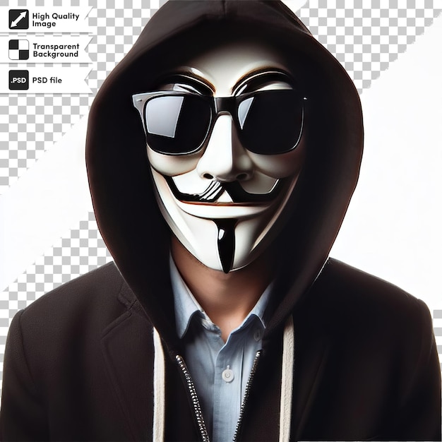 PSD man with anonymous mask on transparent background with editable mask layer